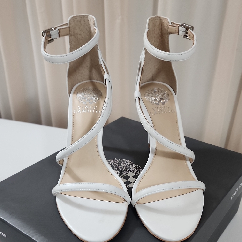 Vince Camuto Caraleen White Strappy Stiletto Heels